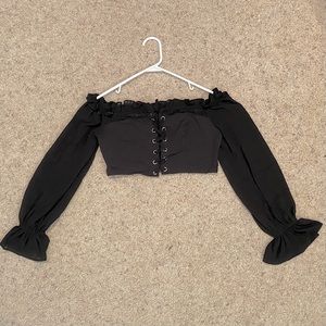 Shein - Lace Front Crop Top